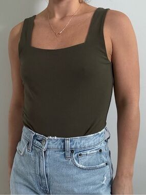 Double-Layer Scoop-Neck Tank Top Bodysuit